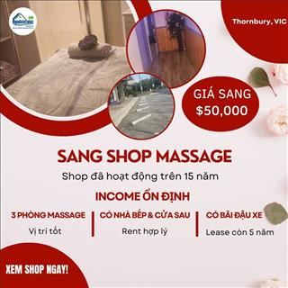 Sang Shop Massage lâu năm, income ổn định tại Thornbury, VIC